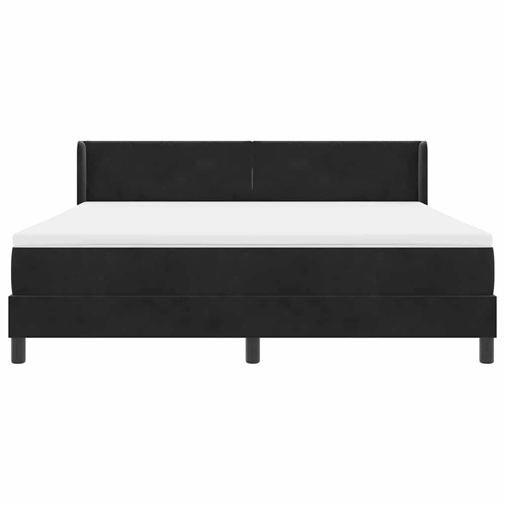 Boxspringbett mit Kopfteil Schwarz 200 x 180 cm Samt