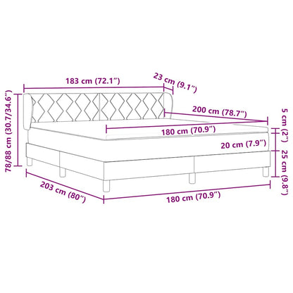 Boxspringbett mit Kopfteil Schwarz 200 x 180 cm Samt
