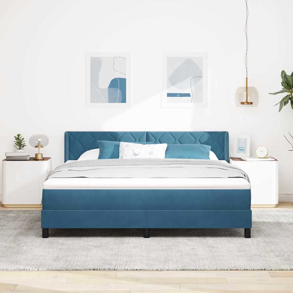 Boxspringbett mit Matratze Schwarz 100x200 cm Velvet Dunkelblau