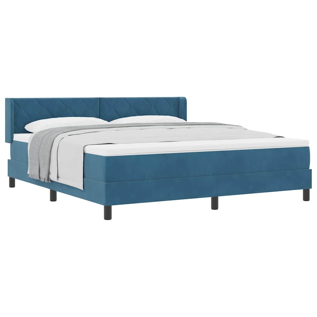 Boxspringbett mit Matratze Schwarz 100x200 cm Velvet Dunkelblau