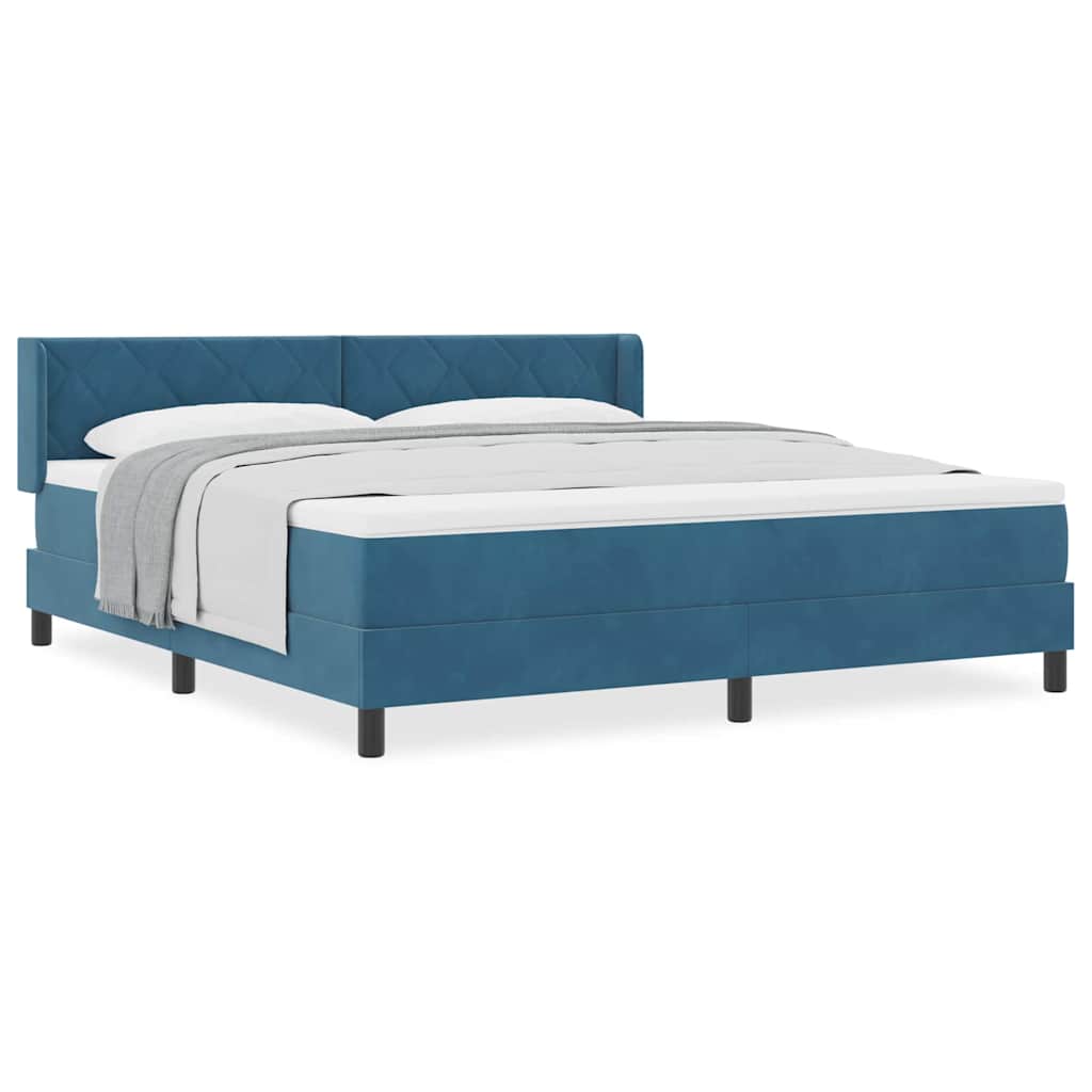 Boxspringbett mit Matratze Schwarz 100x200 cm Velvet Dunkelblau
