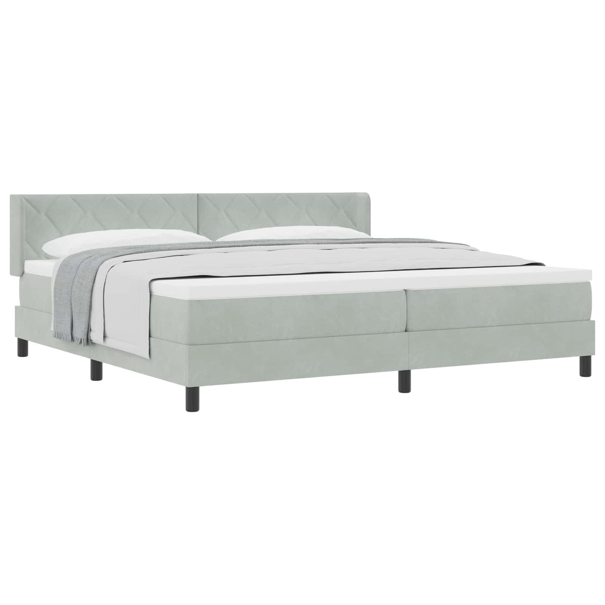 Boxspringbett mit Kopfteil Hellgrau 200 x 200 cm Samt
