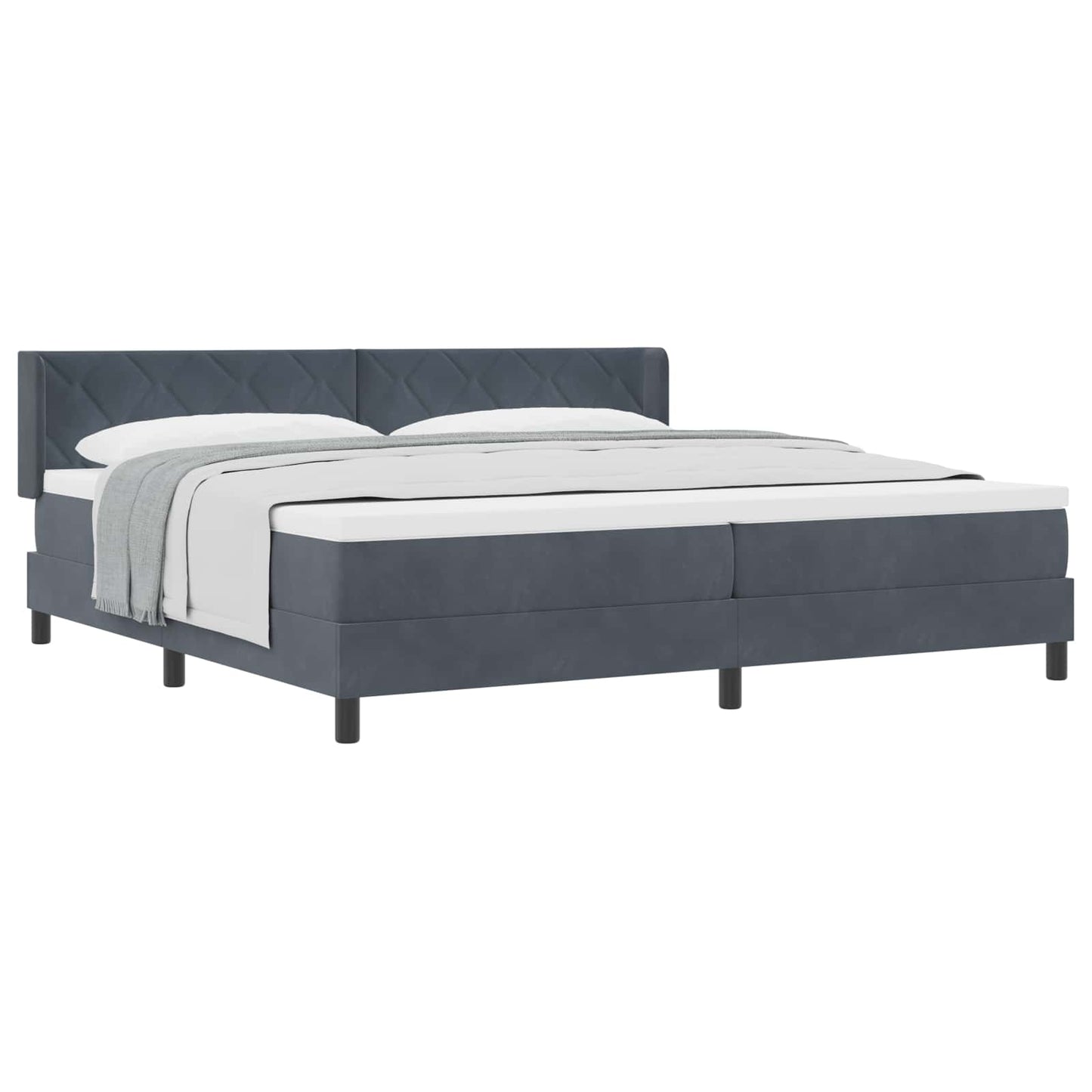 Boxspringbett mit Kopfteil Dunkelgrau 200 x 200 cm Samt