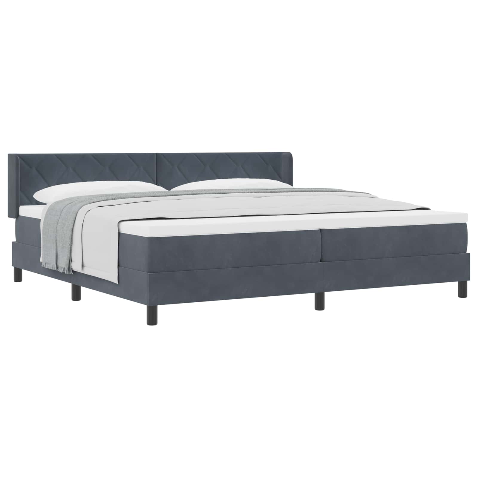 Boxspringbett mit Kopfteil Dunkelgrau 200 x 200 cm Samt