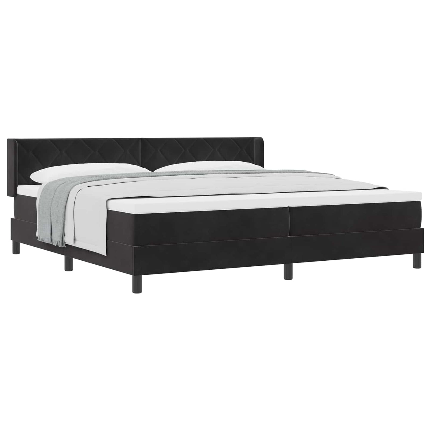 Boxspringbett mit Kopfteil Schwarz 200 x 200 cm Samt