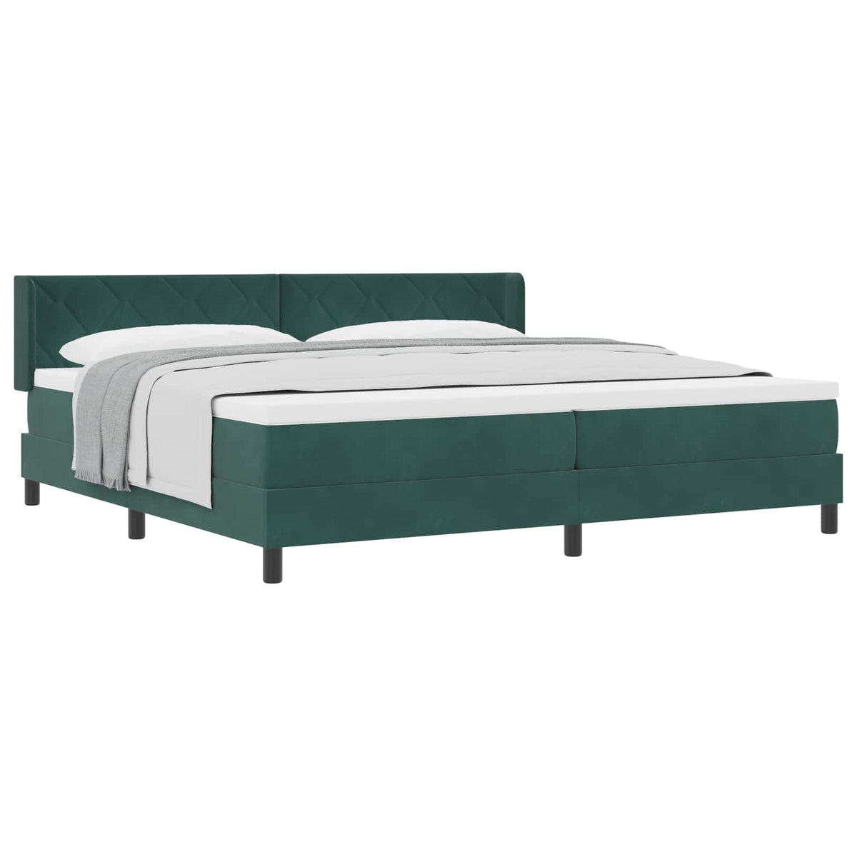 Boxspringbett mit Kopfteil Dunkelgrün 200 x 200 cm Samt
