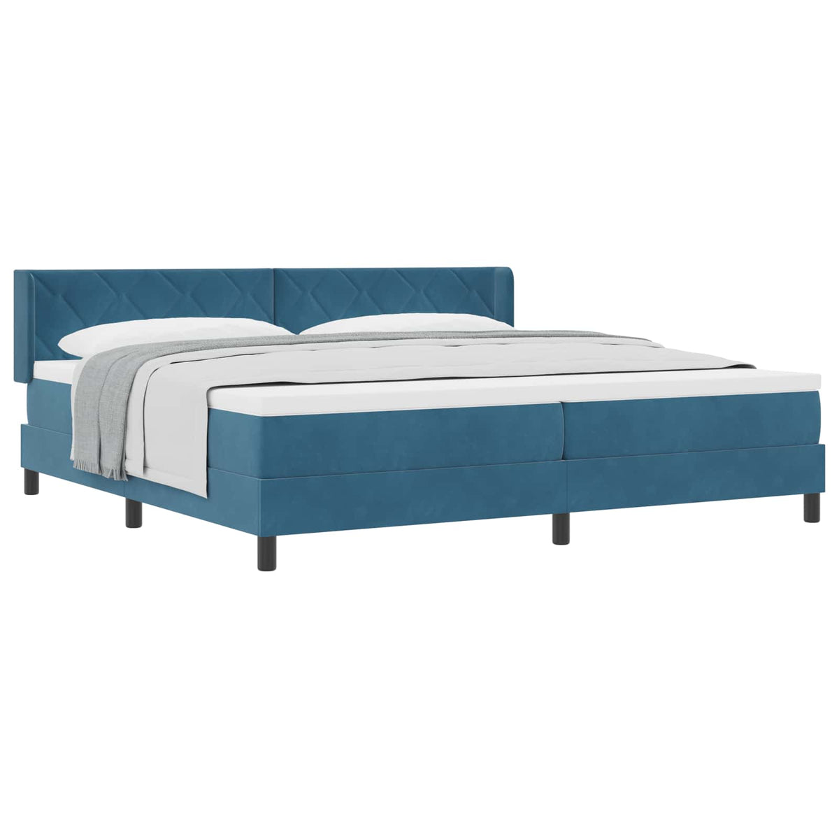 Boxspringbett mit Kopfteil Dunkelblau 200 x 200 cm Samt