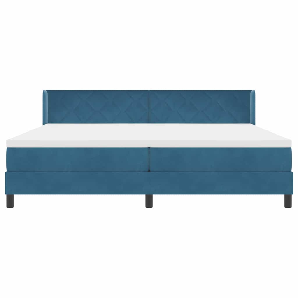 Boxspringbett mit Matratze Schwarz 100x200 cm Velvet Dunkelblau