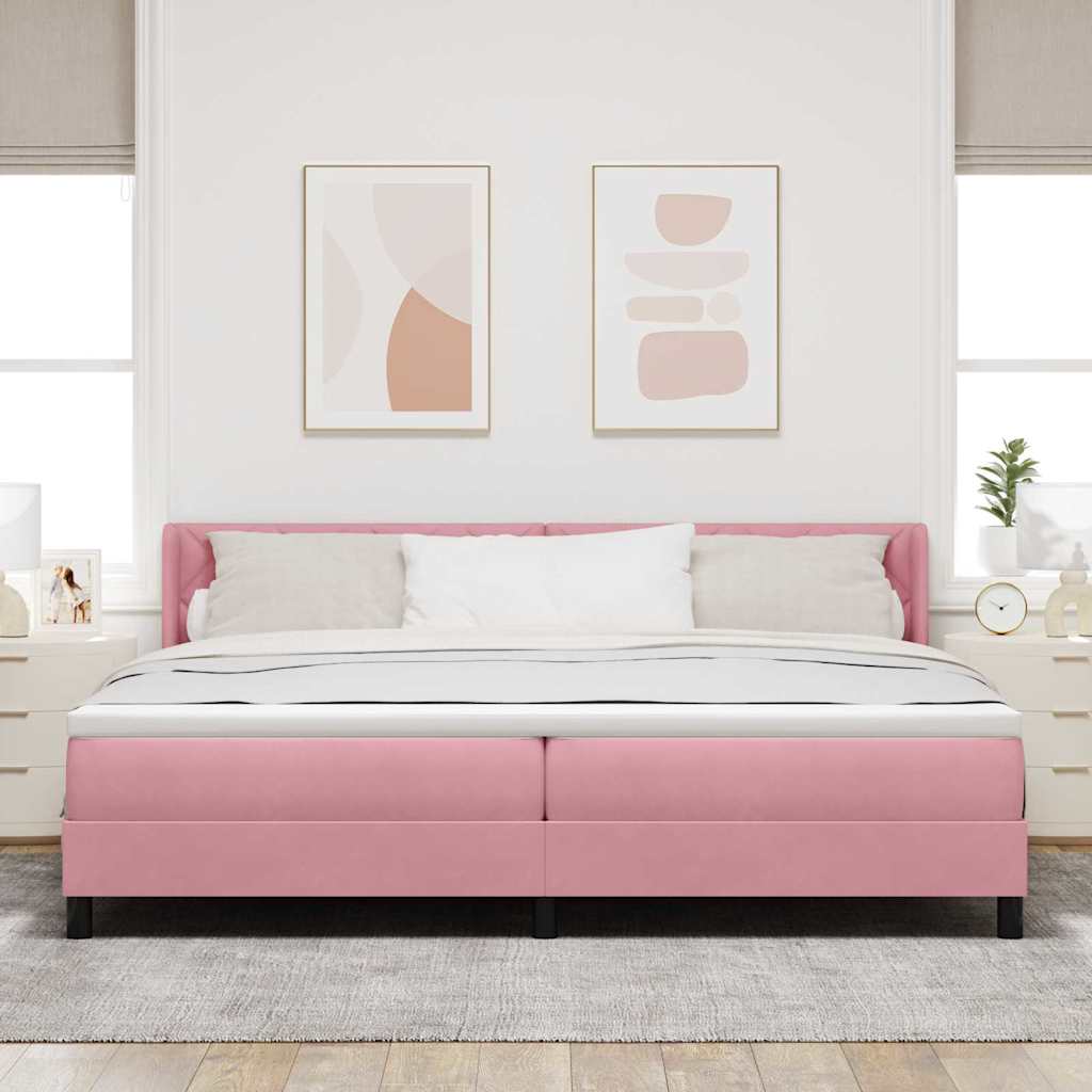Boxspringbett mit Kopfteil Rosa 200 x 200 cm Samt