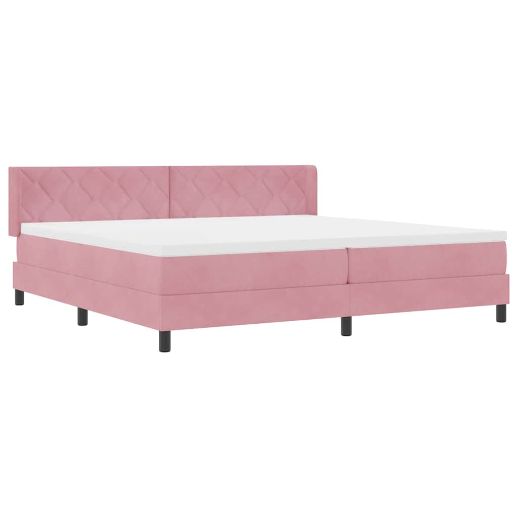 Boxspringbett mit Kopfteil Rosa 200 x 200 cm Samt
