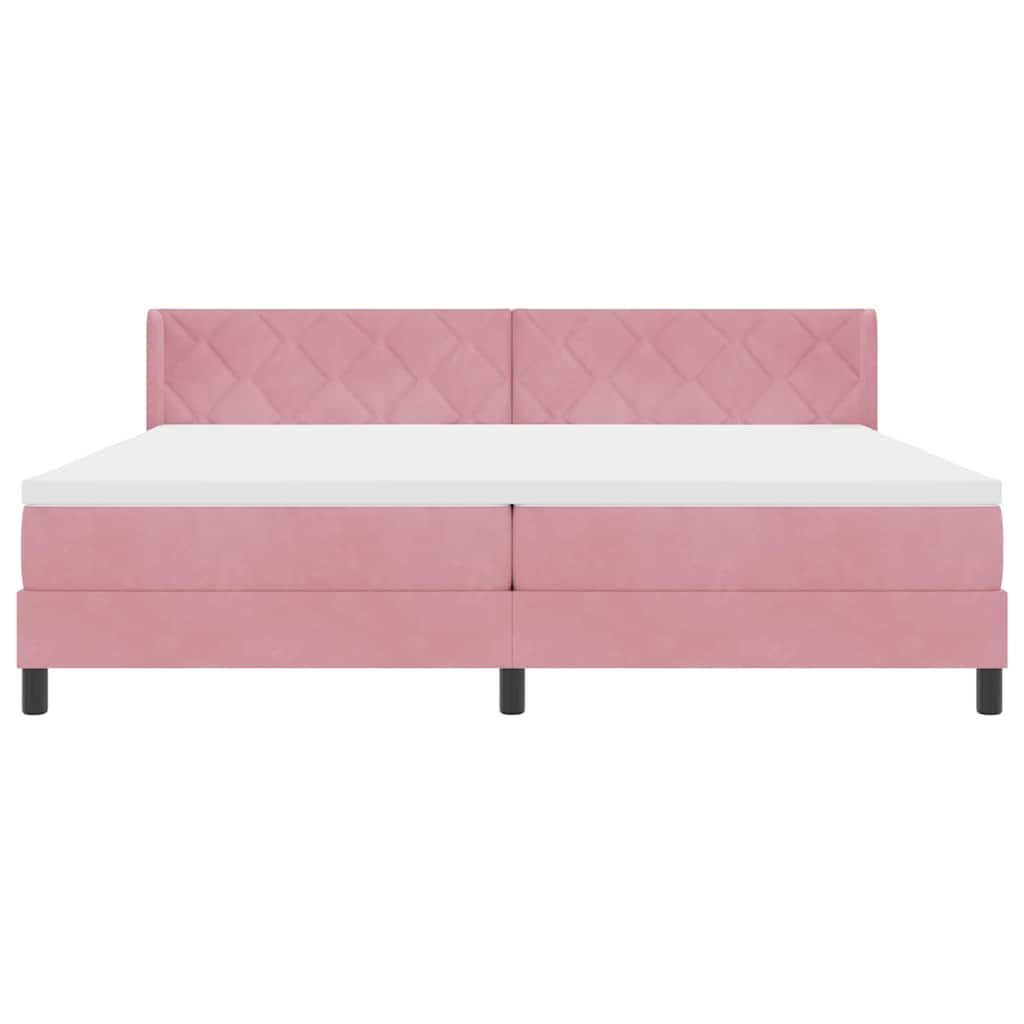 Boxspringbett mit Kopfteil Rosa 200 x 200 cm Samt