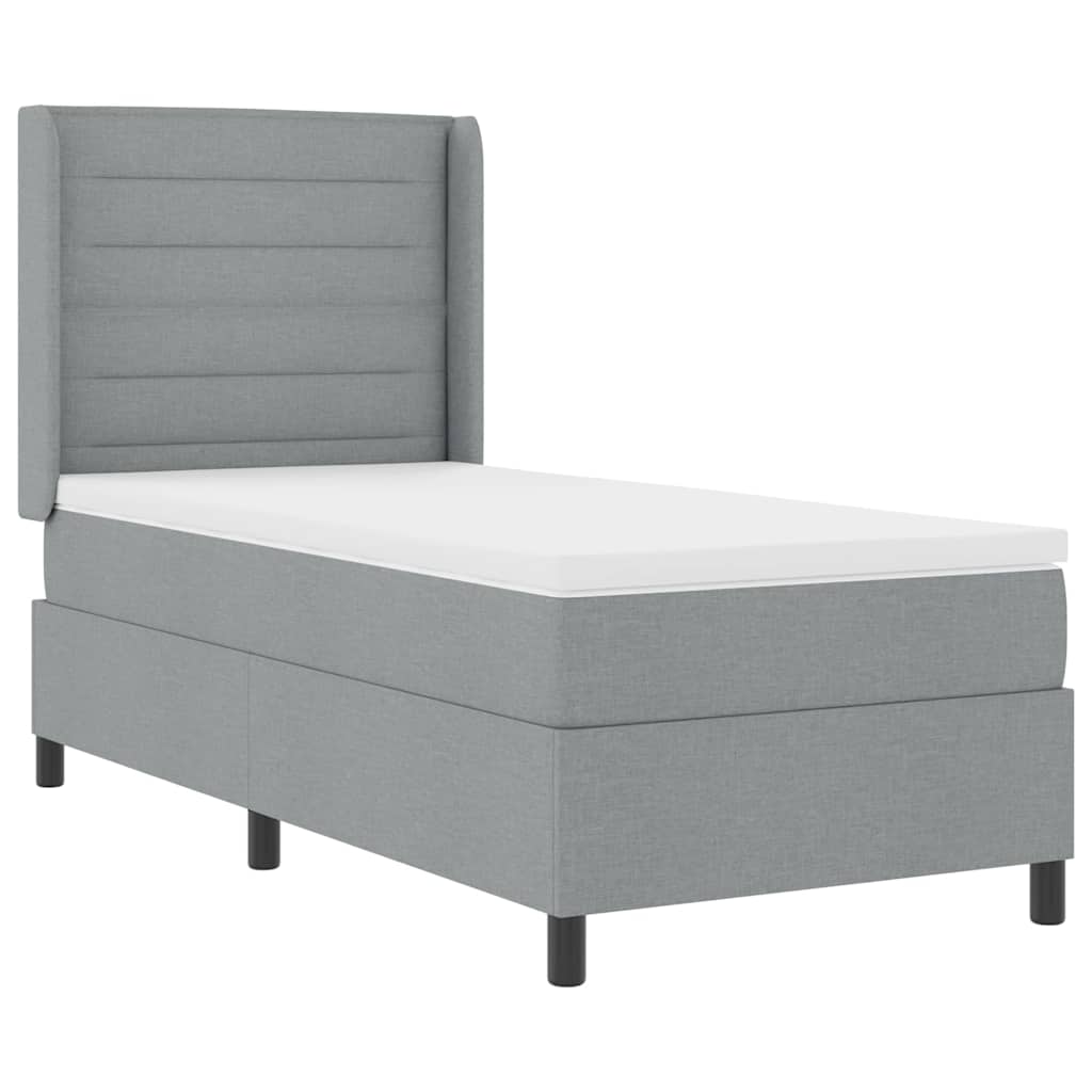 Boxspringbett mit Kissen Hellgrau 200 x 90 cm Stoff