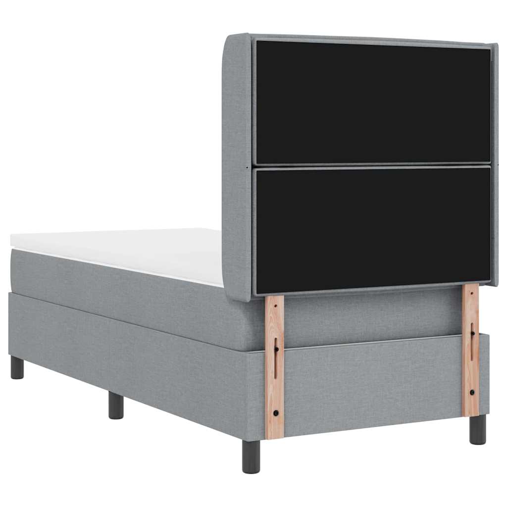 Boxspringbett mit Kissen Hellgrau 200 x 90 cm Stoff
