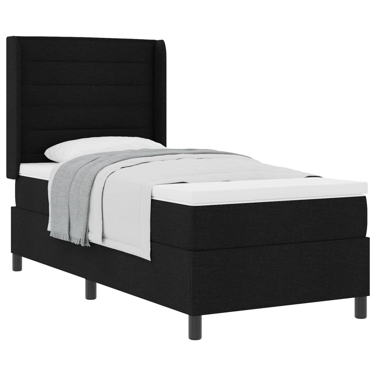 Boxspringbett mit Matratze Schwarz 200 x 90 cm Stoff