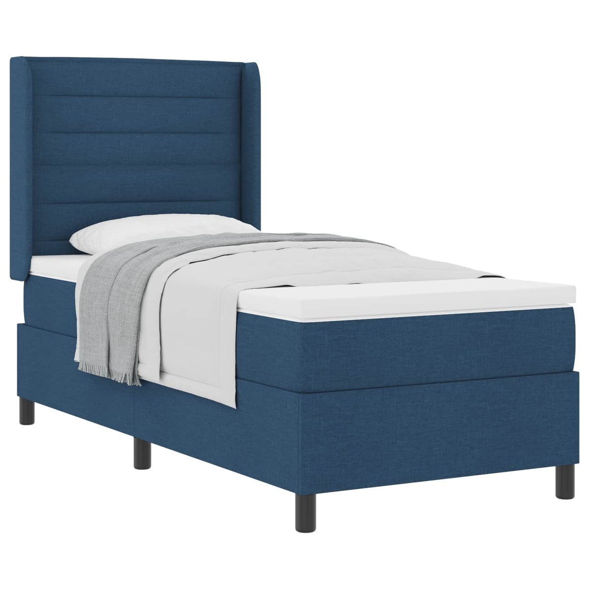 Boxspringbett mit Kissen mit Kopfteil Blau 200 x 90 cm Stoff