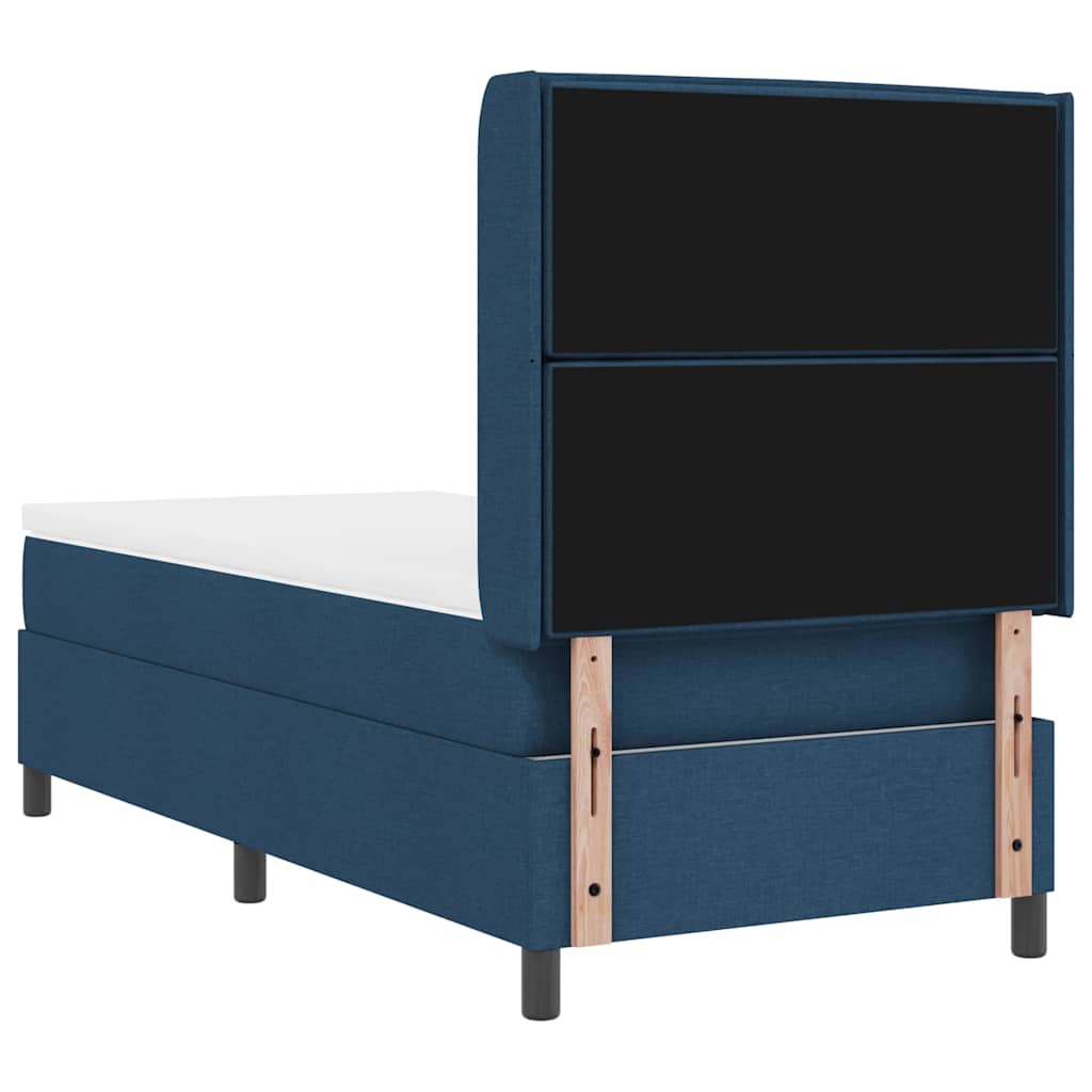 Boxspringbett mit Kissen mit Kopfteil Blau 200 x 90 cm Stoff