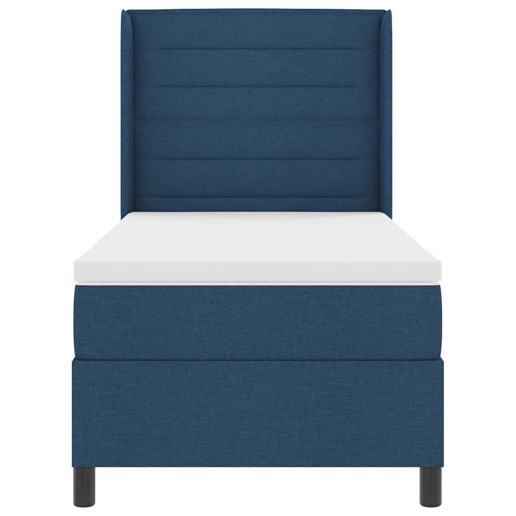 Boxspringbett mit Kissen mit Kopfteil Blau 200 x 90 cm Stoff