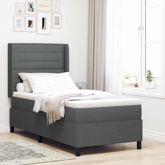Boxspringbett mit Matratze Dunkelgrau 100 x 200 cm Stoff
