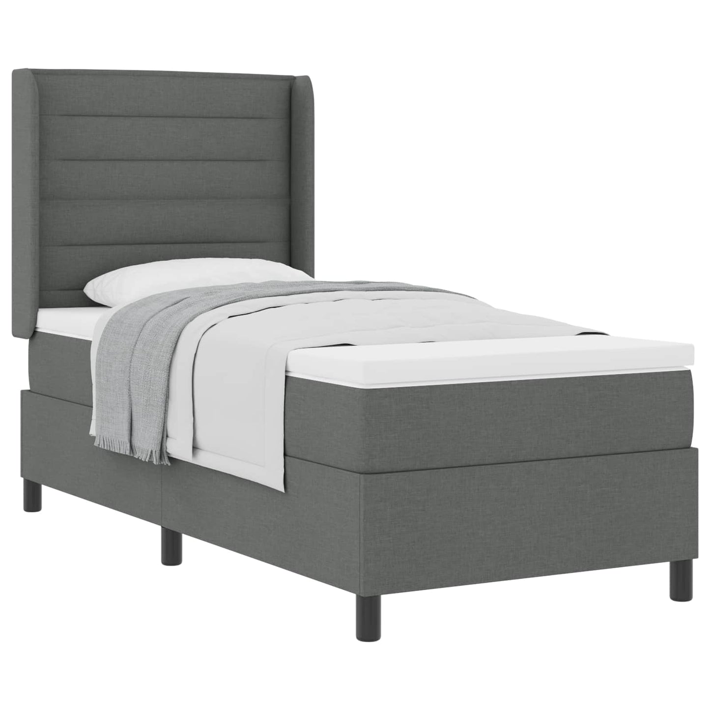 Boxspringbett mit Matratze Dunkelgrau 200 x 100 cm Stoff