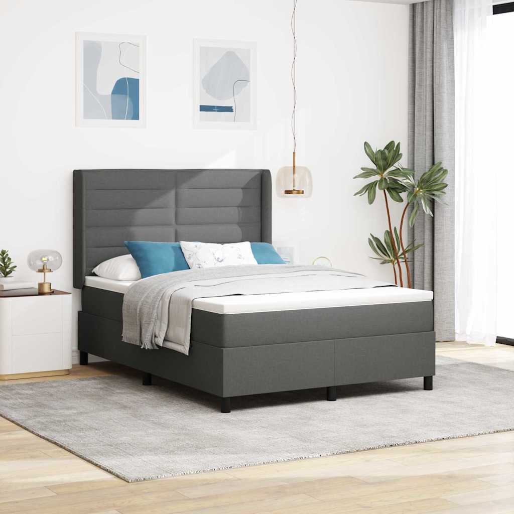 Boxspringbett mit Matratze Dunkelgrau 190 x 140 cm Stoff
