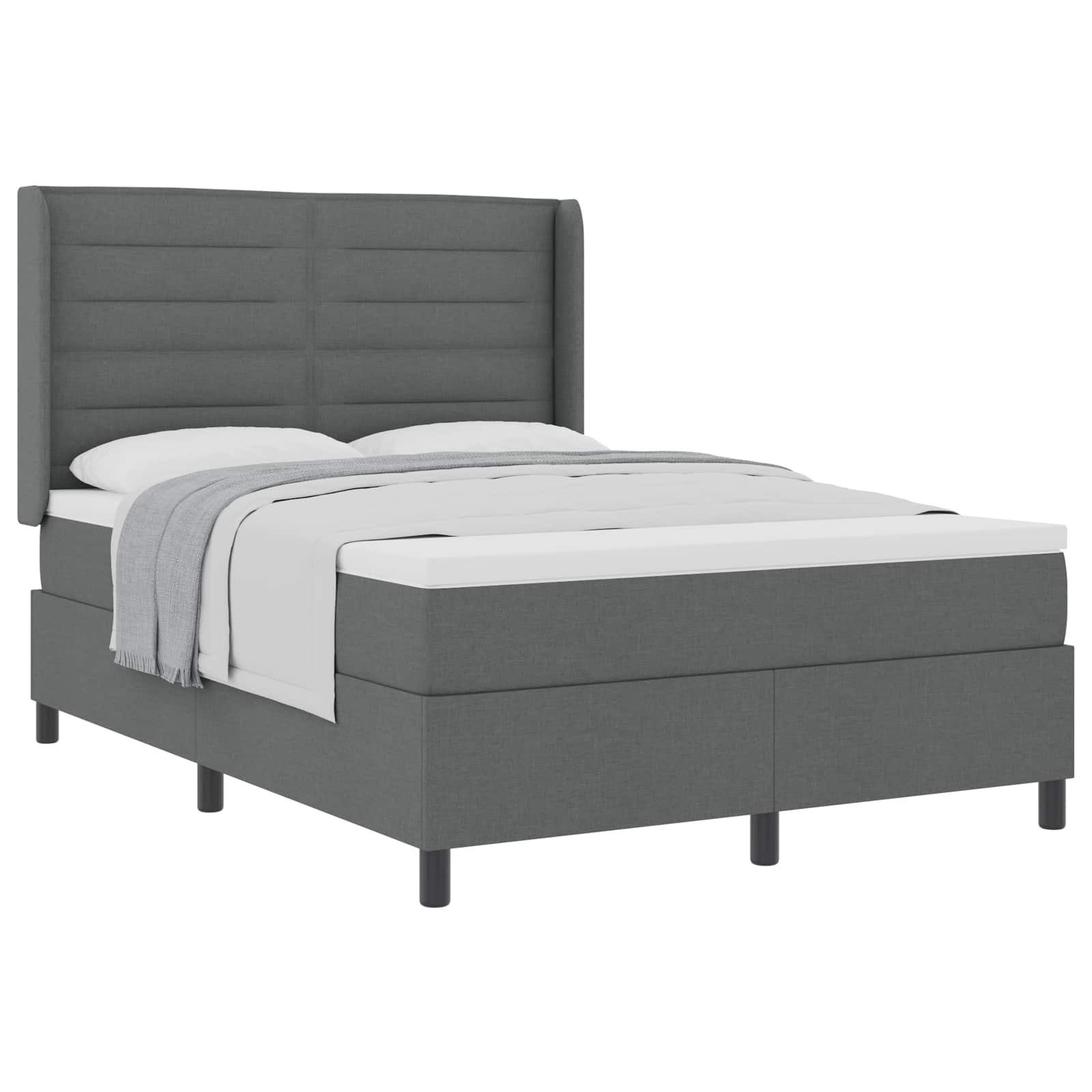 Boxspringbett mit Matratze Dunkelgrau 190 x 140 cm Stoff