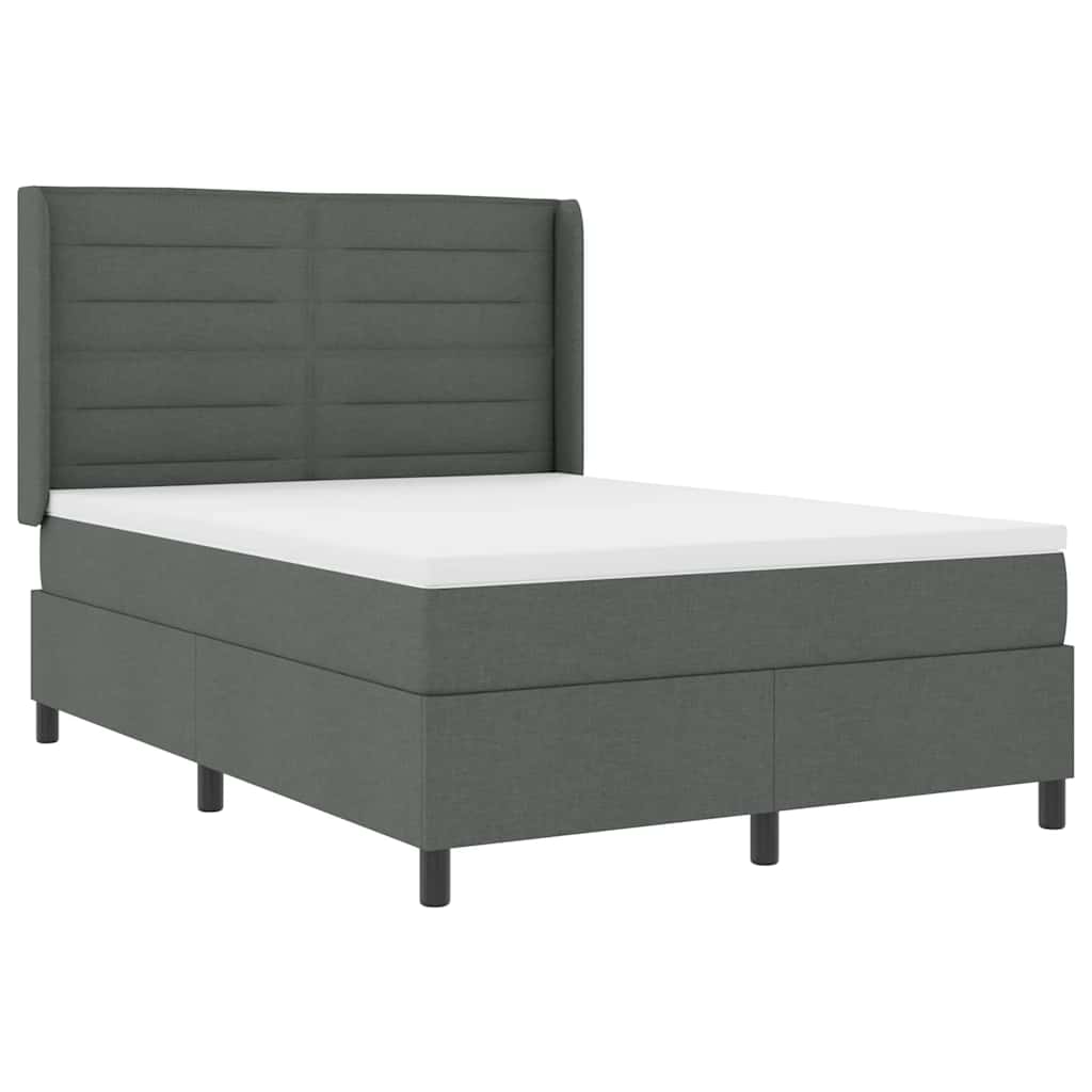 Boxspringbett mit Matratze Dunkelgrau 190 x 140 cm Stoff