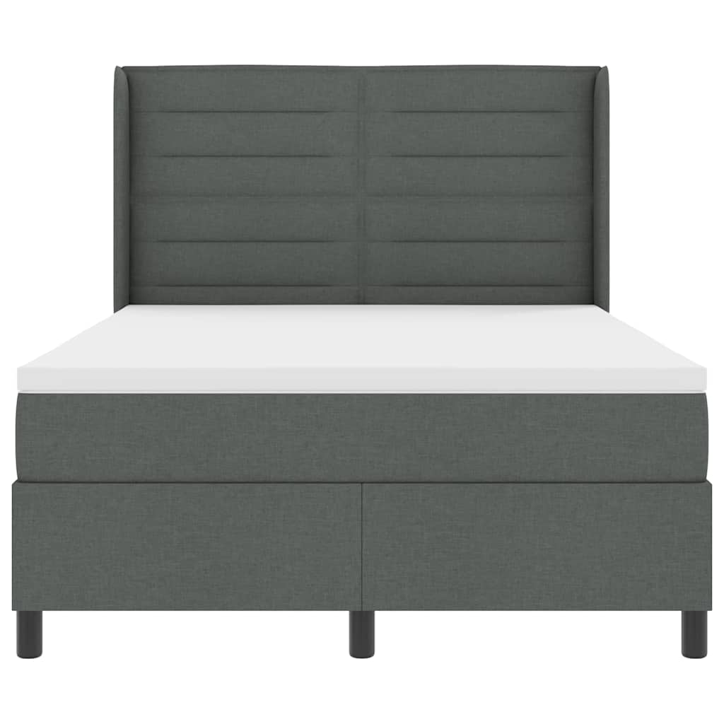 Boxspringbett mit Matratze Dunkelgrau 190 x 140 cm Stoff