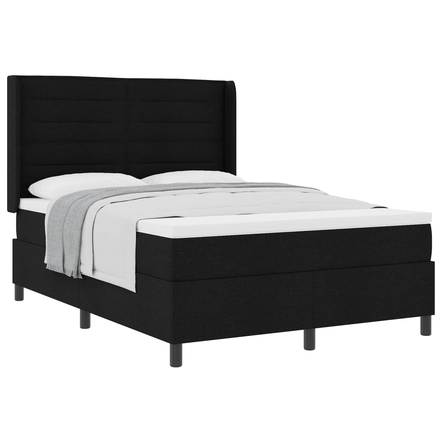 Boxspringbett mit Matratze Schwarz 190 x 140 cm Stoff