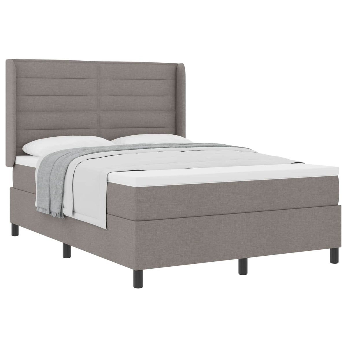 Boxspringbett mit Kissen mit Kopfteil Taupe 190 x 140 cm Stoff