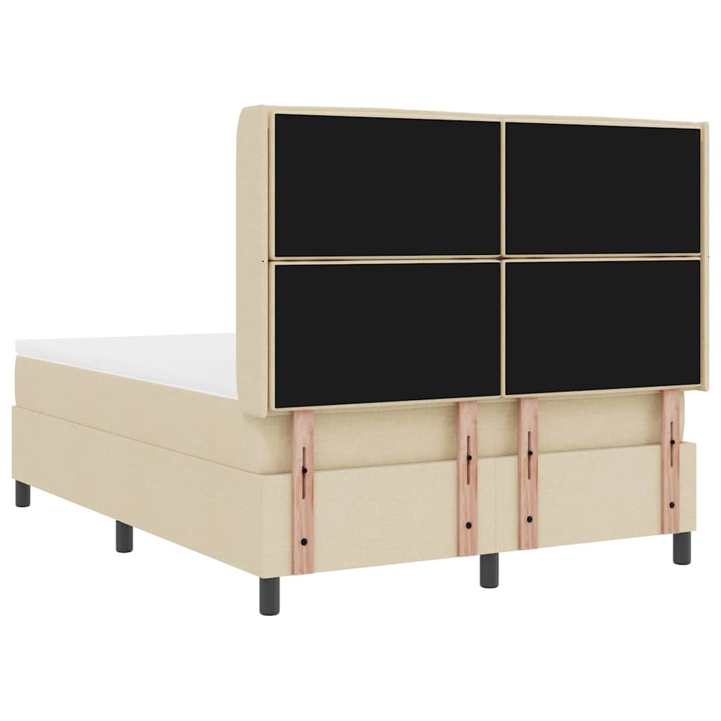 Boxspringbett mit Kissen mit Kopfteil Creme 190 x 140 cm Stoff