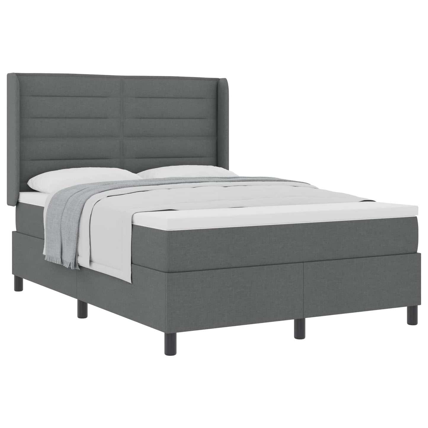 Boxspringbett mit Matratze Dunkelgrau 200 x 140 cm Stoff