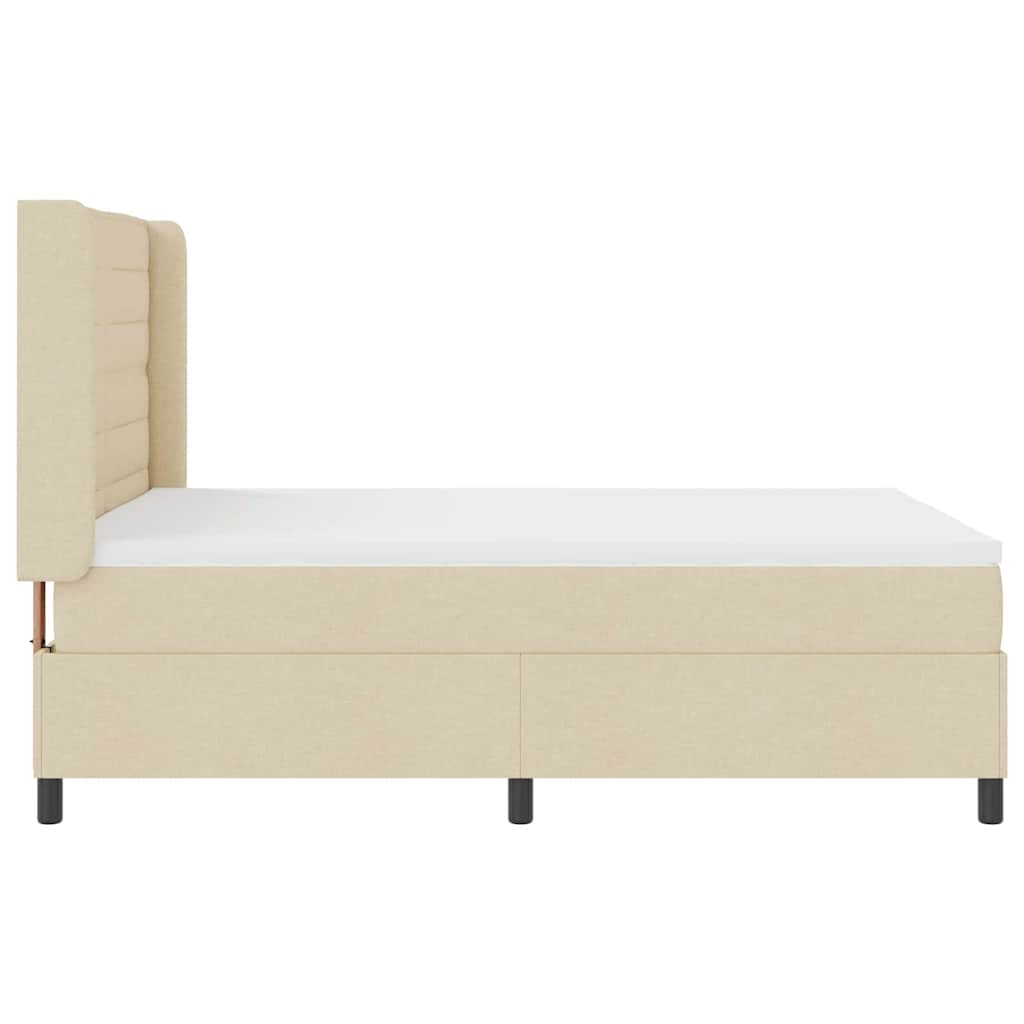 Boxspringbett mit Kissen mit Kopfteil Creme 200 x 140 cm Stoff
