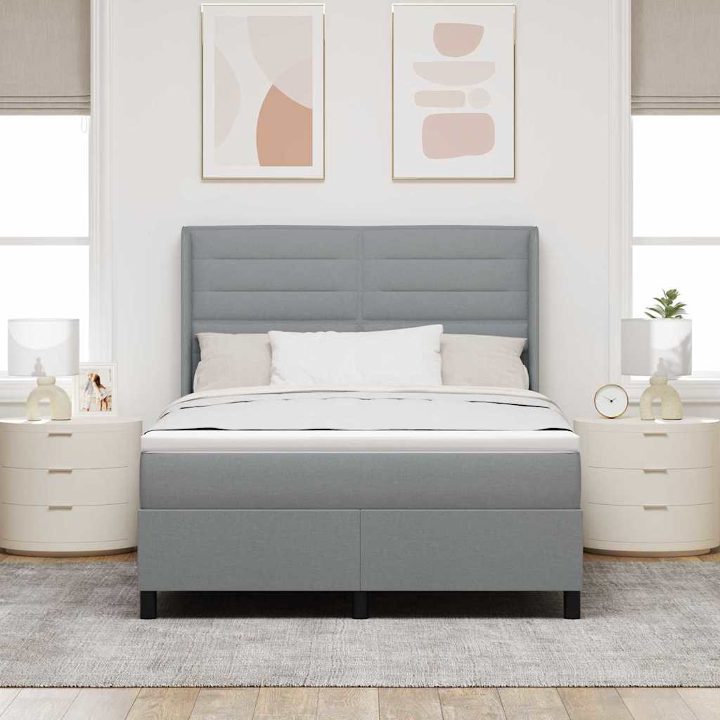 Boxspringbett mit Kissen Hellgrau 200 x 160 cm Stoff