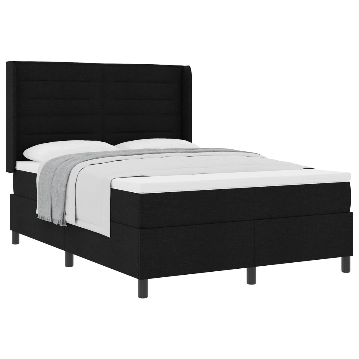 Boxspringbett mit Kissen Schwarz 200 x 160 cm Stoff