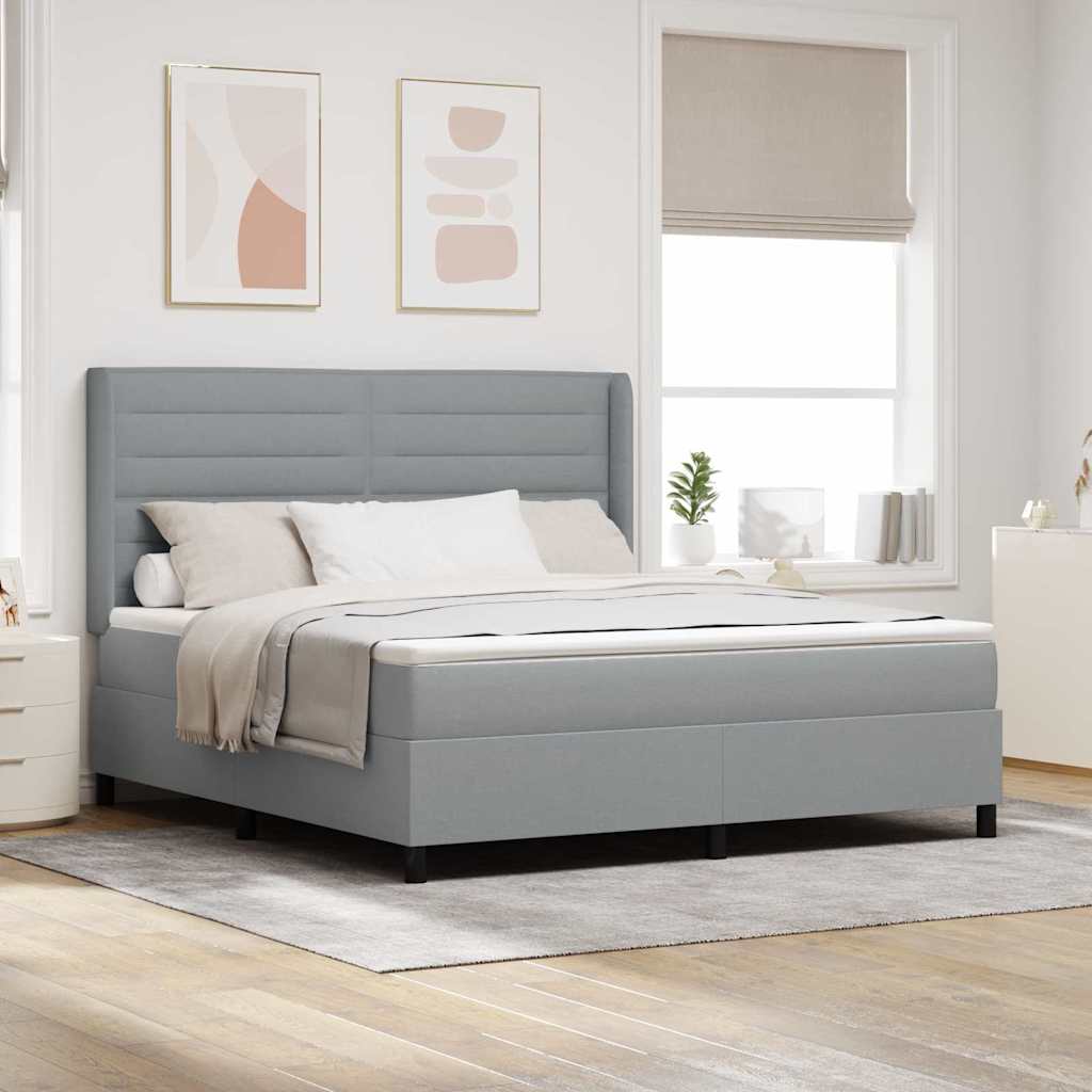 Boxspringbett mit Kissen Hellgrau 200 x 180 cm Stoff