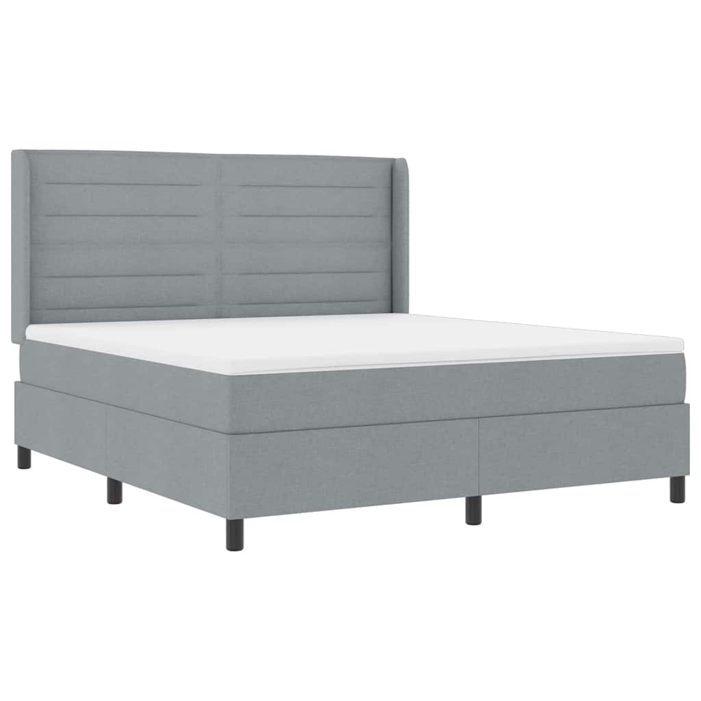Boxspringbett mit Kissen Hellgrau 200 x 180 cm Stoff