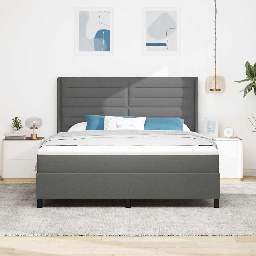 Boxspringbett mit Kissen Dunkelgrau 200 x 180 cm Stoff