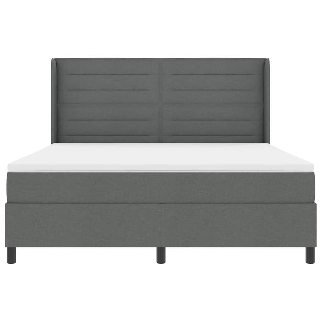 Boxspringbett mit Kissen Dunkelgrau 200 x 180 cm Stoff