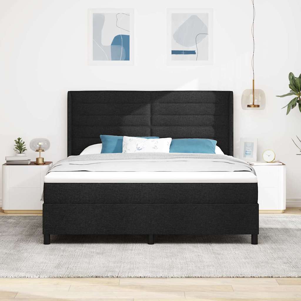 Boxspringbett mit Kissen Schwarz 200 x 180 cm Stoff