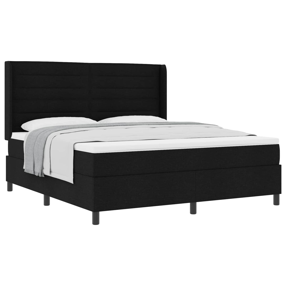 Boxspringbett mit Kissen Schwarz 200 x 180 cm Stoff