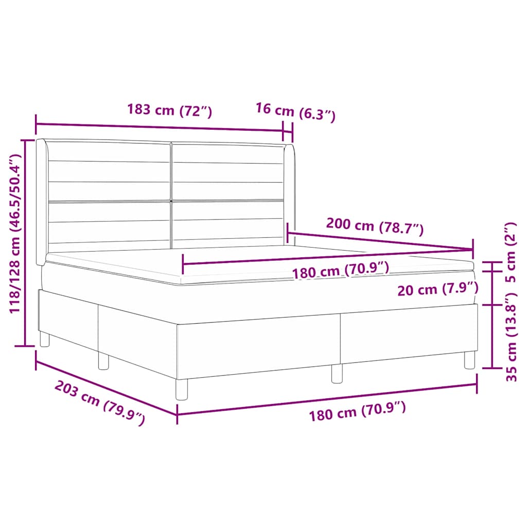 Boxspringbett mit Kissen Schwarz 200 x 180 cm Stoff