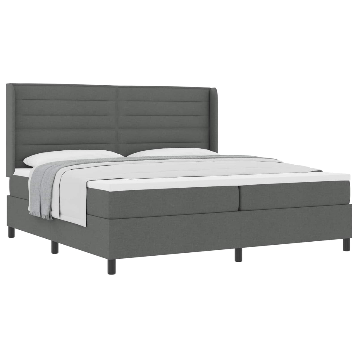 Boxspringbett mit Kissen Dunkelgrau 200 x 200 cm Stoff