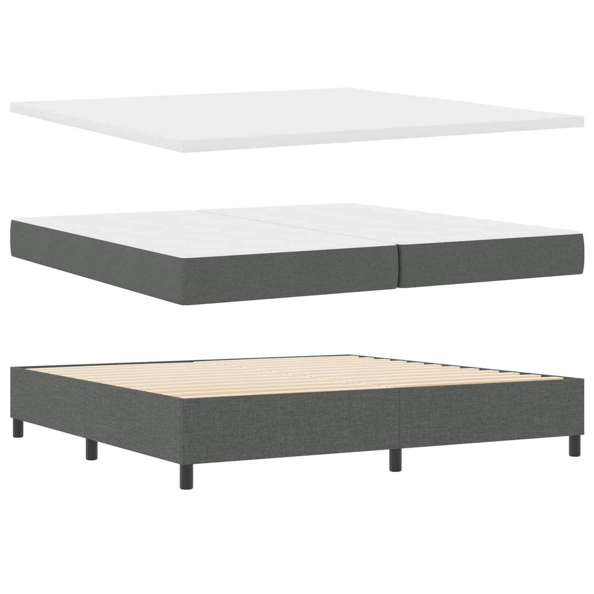 Boxspringbett mit Kissen Dunkelgrau 200 x 200 cm Stoff