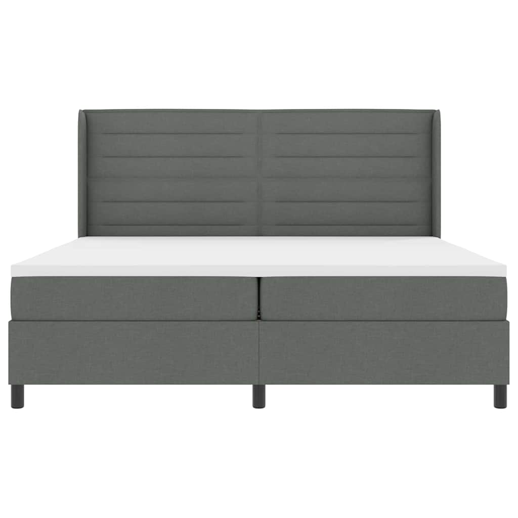 Boxspringbett mit Kissen Dunkelgrau 200 x 200 cm Stoff