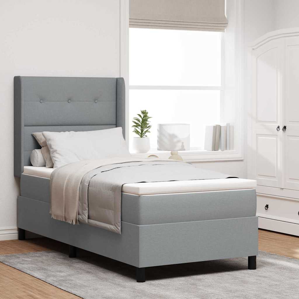 Boxspringbett mit Kissen Hellgrau 190 x 90 cm Stoff