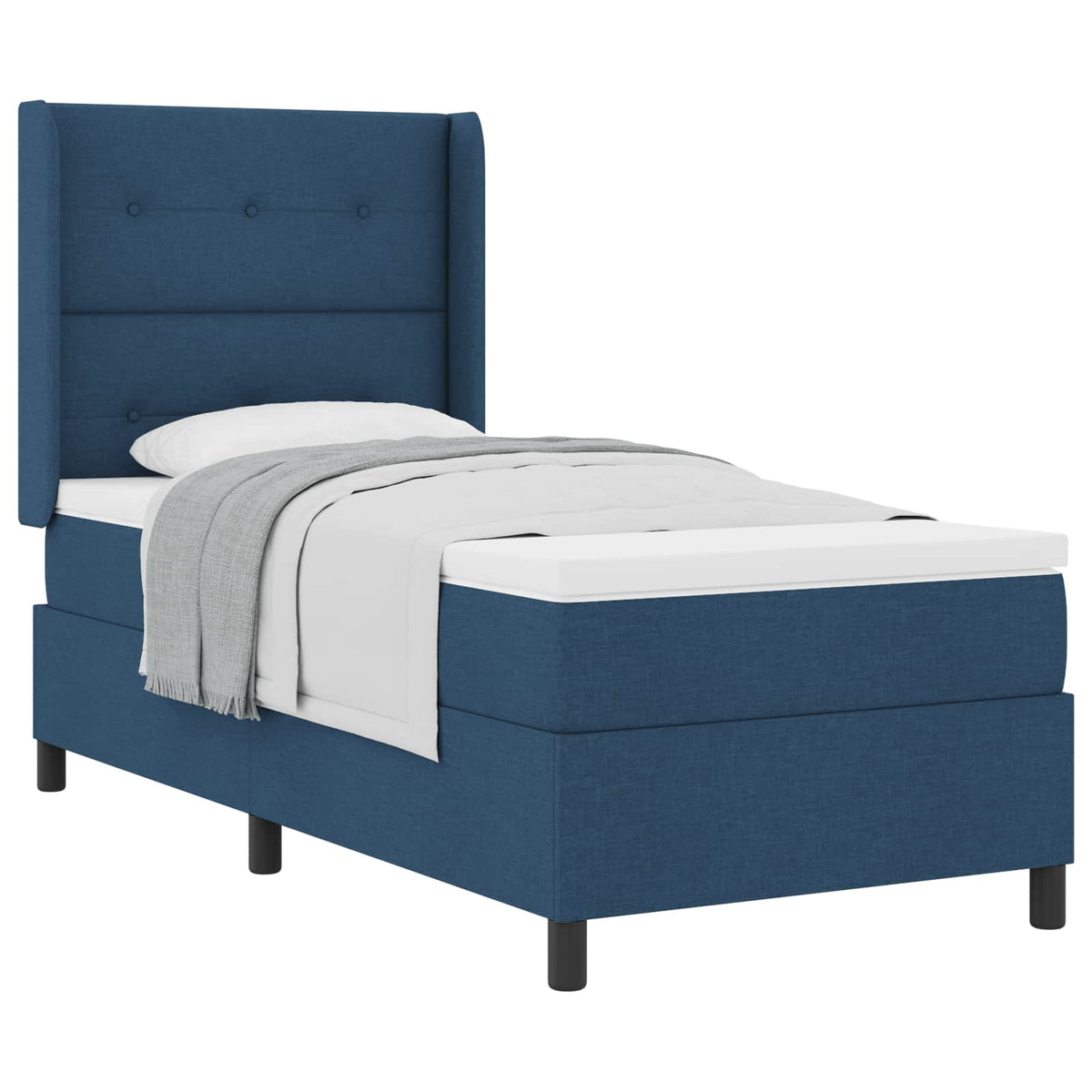Boxspringbett mit Kissen mit Kopfteil Blau 190 x 90 cm Stoff