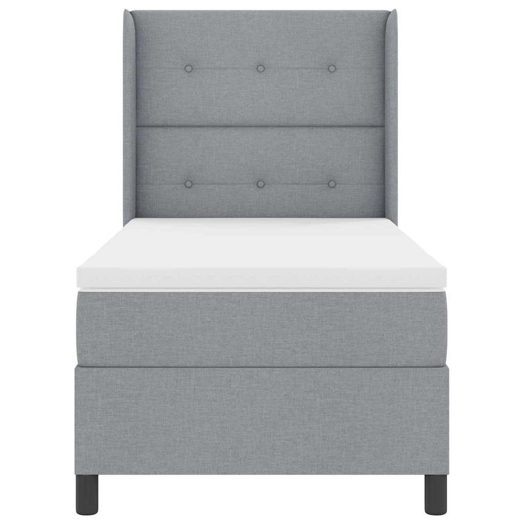Boxspringbett mit Kissen Hellgrau 200 x 90 cm Stoff