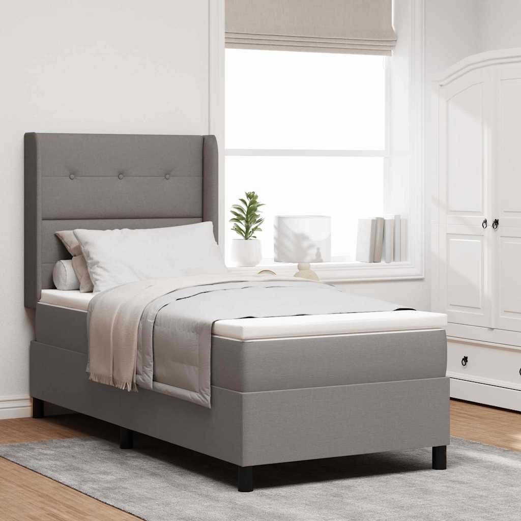 Boxspringbett mit Kissen mit Kopfteil Taupe 200 x 90 cm Stoff