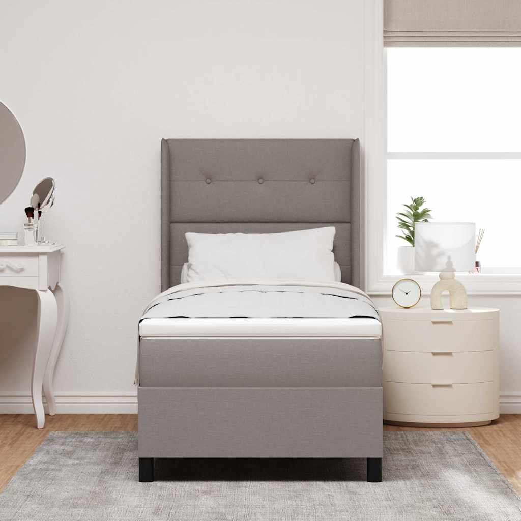 Boxspringbett mit Kissen mit Kopfteil Taupe 200 x 90 cm Stoff