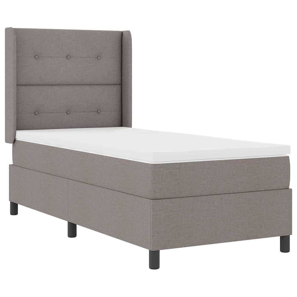 Boxspringbett mit Kissen mit Kopfteil Taupe 200 x 90 cm Stoff
